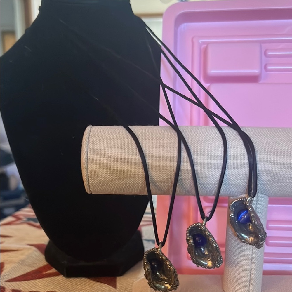 Baseball necklaces on silk like strings